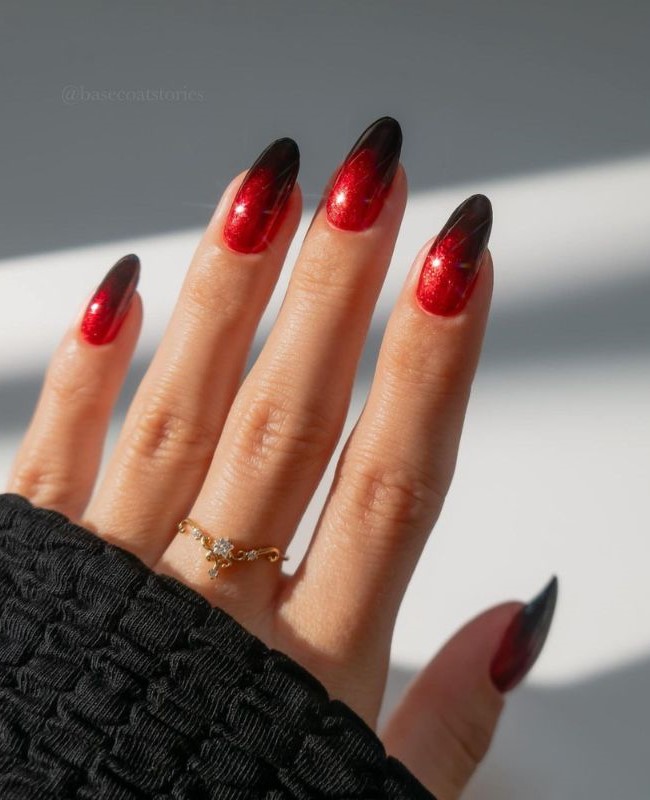 Red Ombre Nails 