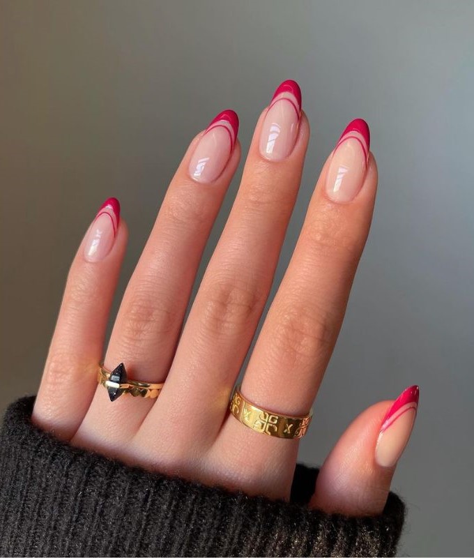 Red Fall French Tip Nails