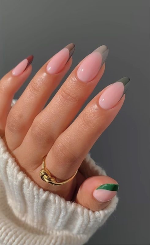 fall french tips colorful