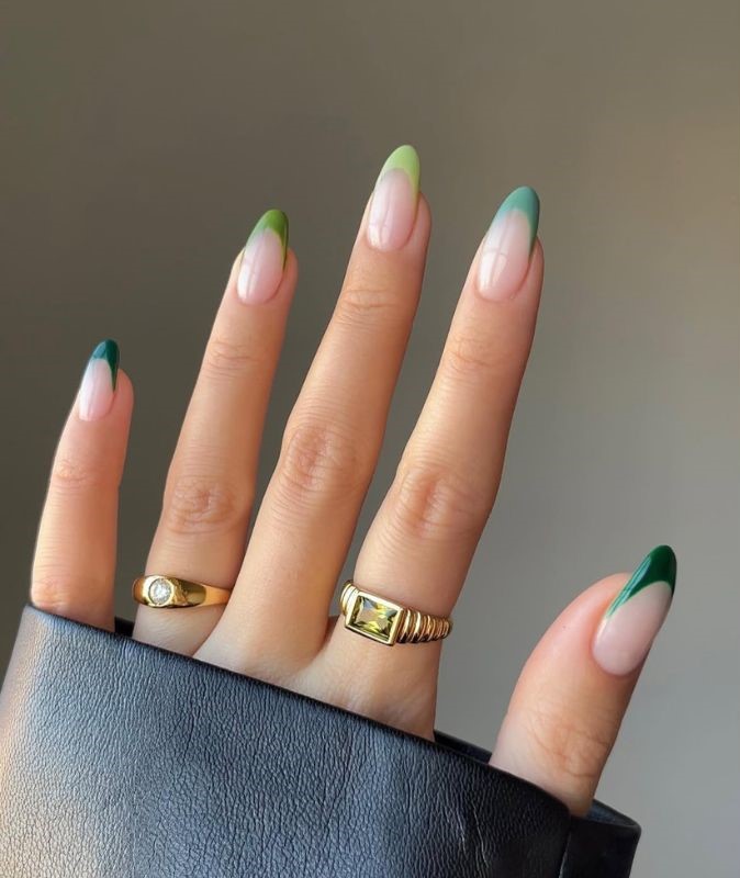 green fall french tips