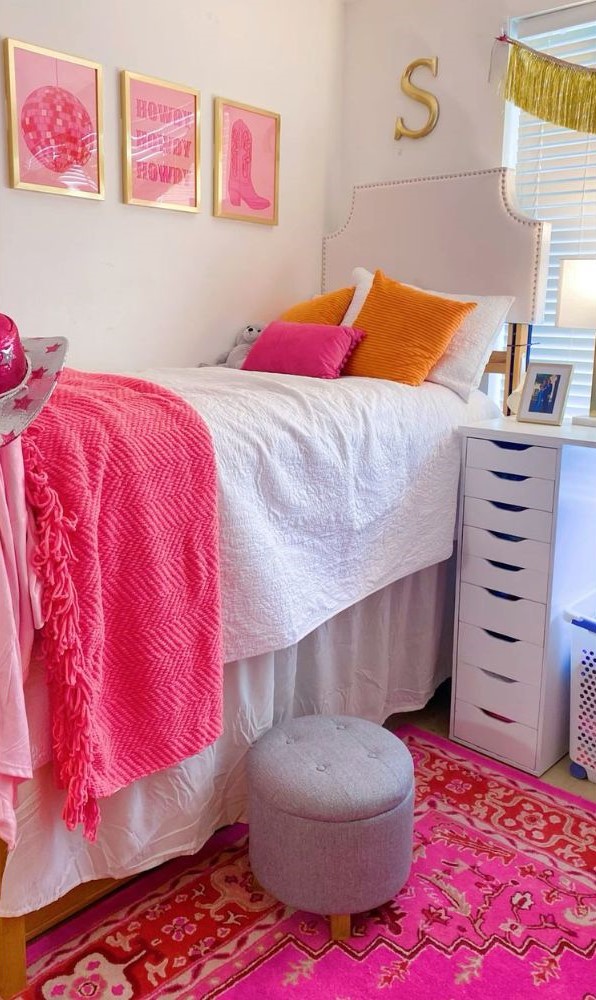 Pink Preppy Dorm Room