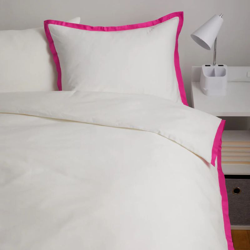 Pink and white comforter