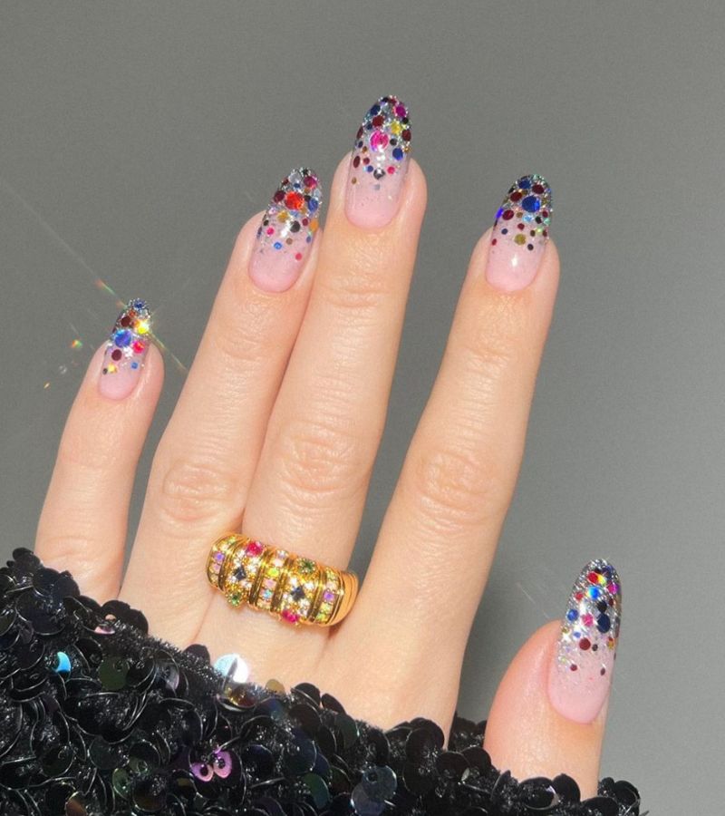 Colorful confetti nails