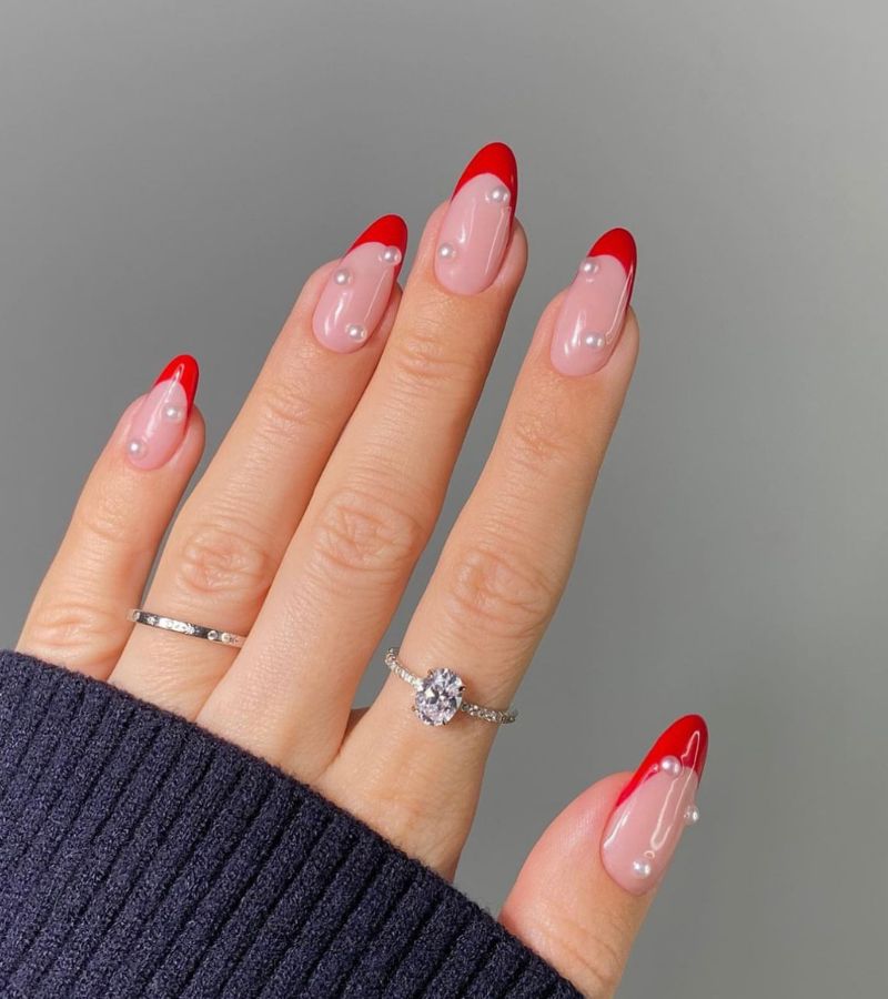 Red tips with pearls