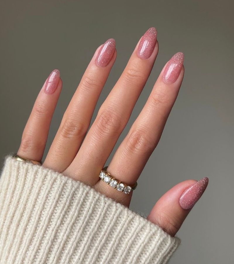 Shimmery pink nails