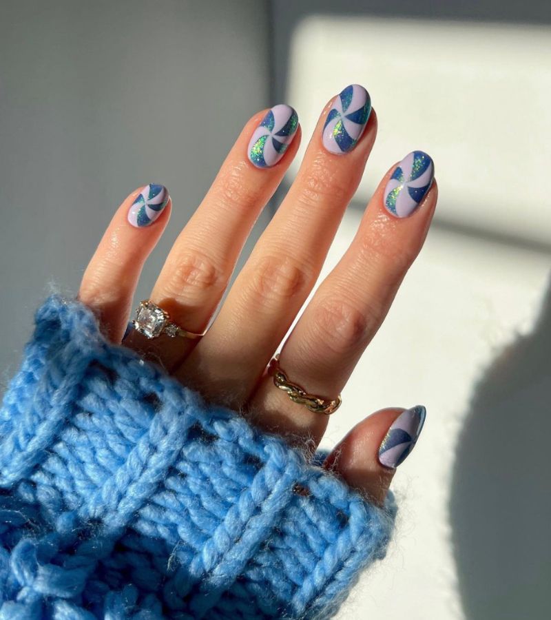 Icy blue winter nail designs