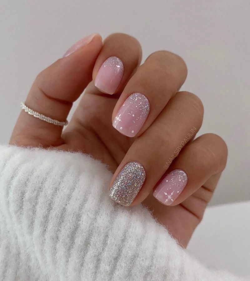 Shimmery silver nails