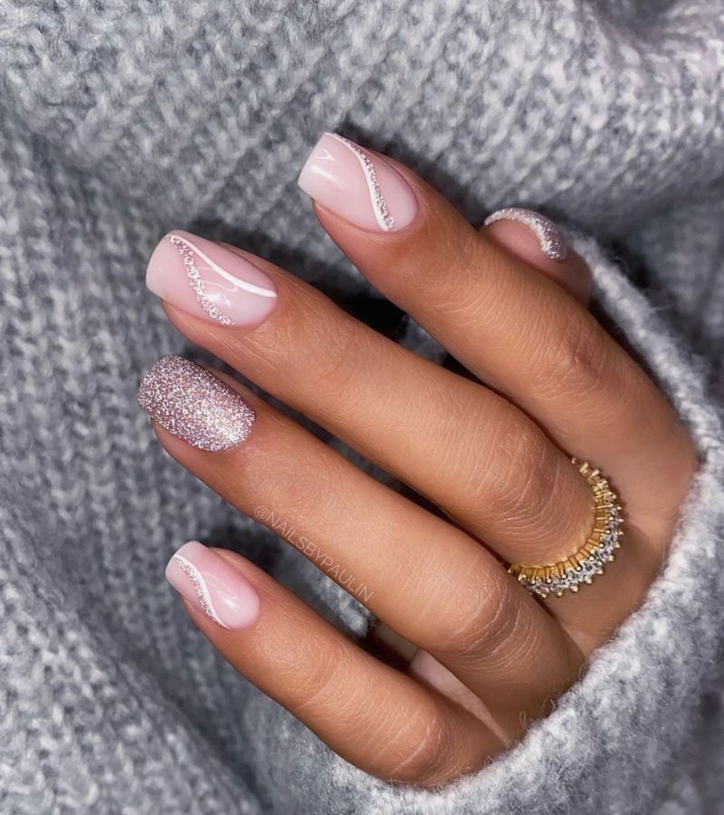 Pink and silver nails