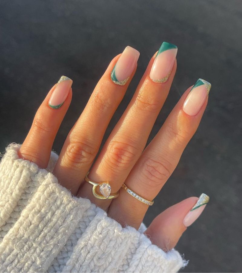 Green Shimmery Nails 