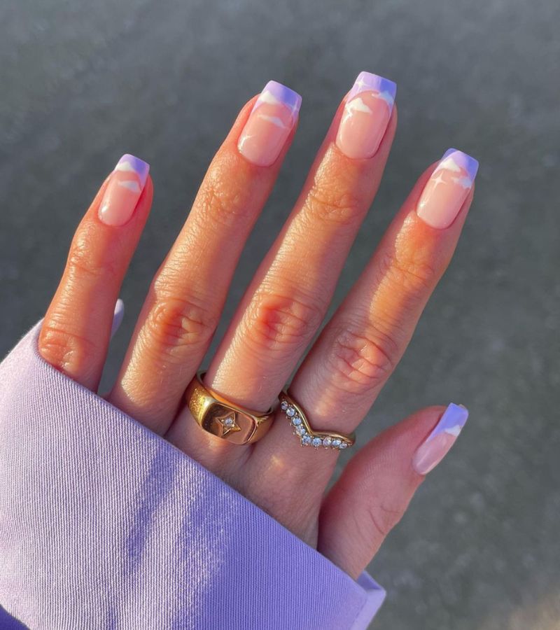 Lilac Tips - Pastel French Nails 