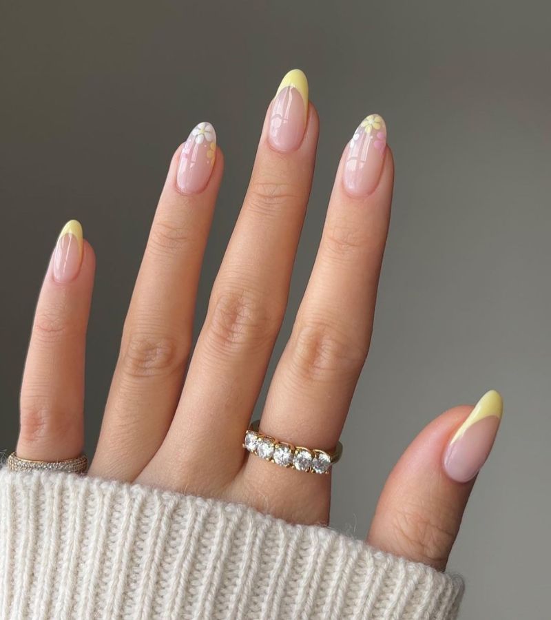 Pastel Yellow French Nails 