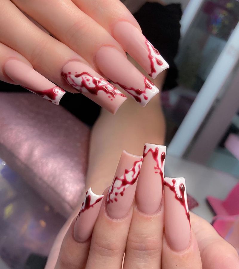 Blood Drizzle Nails