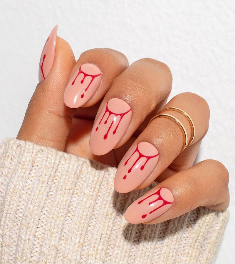 Half Moons - Blood Drip Nails