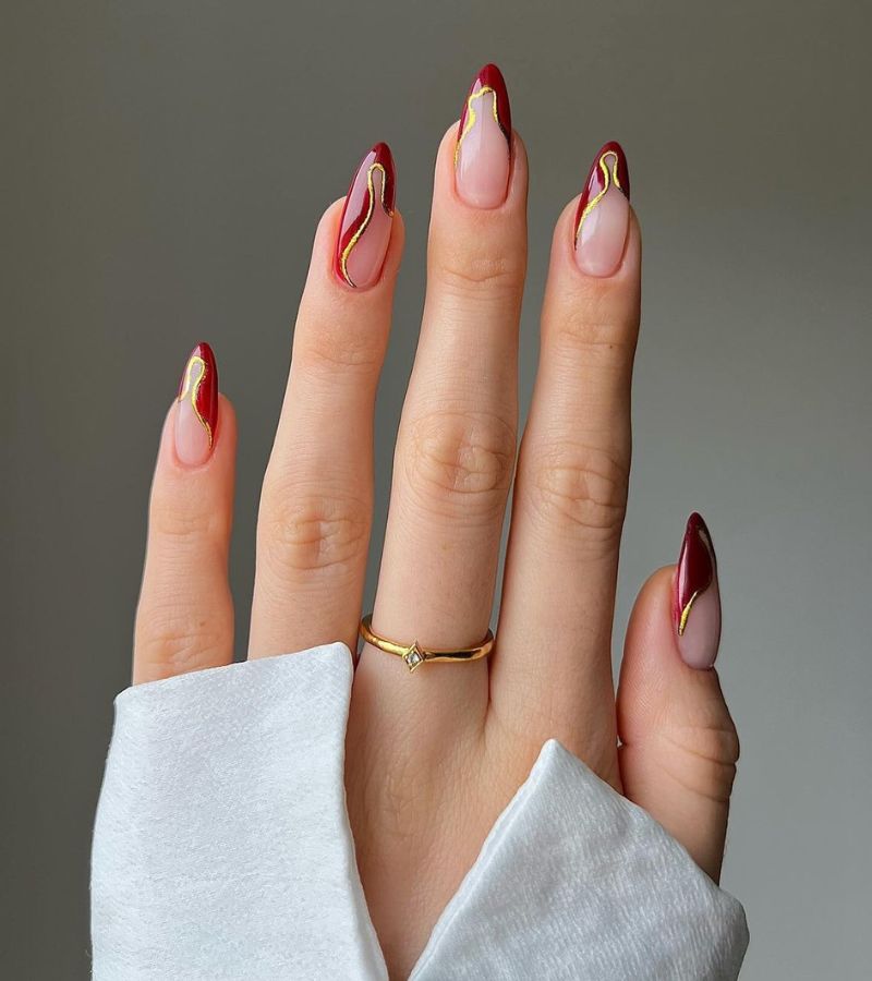 Cherry Red with Gold edges 