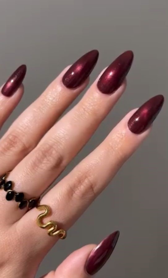 Cherry Red Glazed Nails 