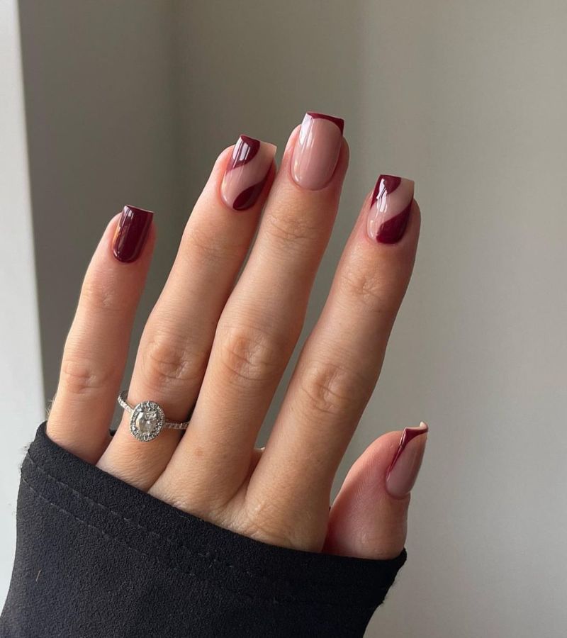 Burgundy Curves Nails 