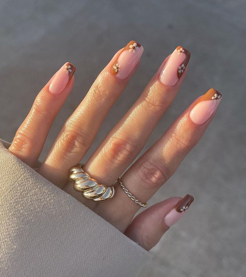 Brown floral swirls