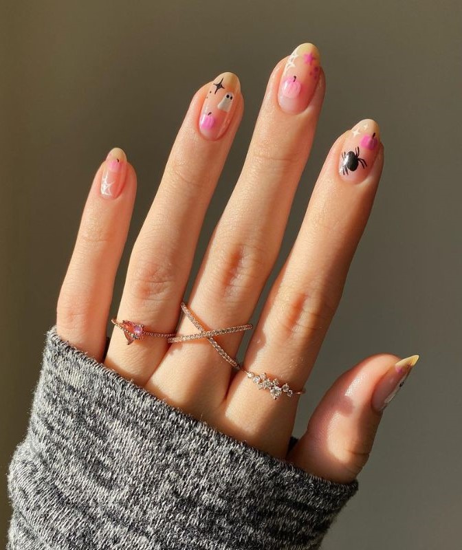 Subtle Pink Halloween Nails