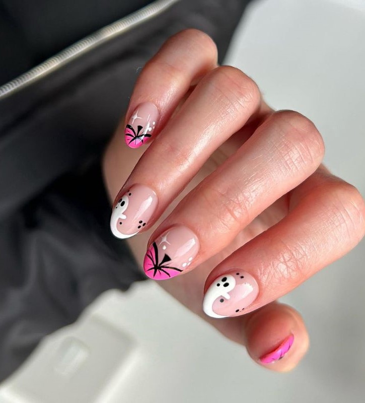 Pink Halloween Nails Tips