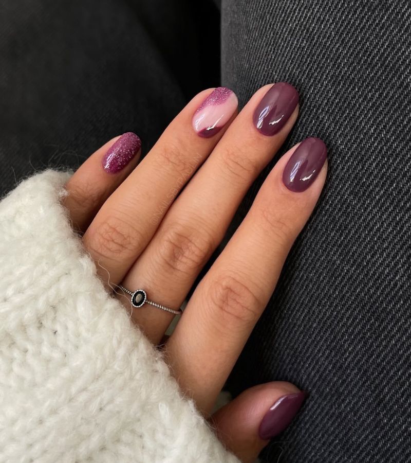 short purple fall nails