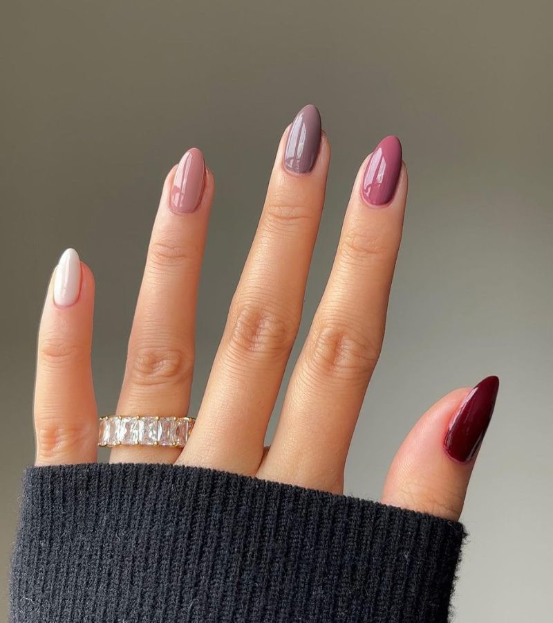 uñas de tonos de gradiente de otoño