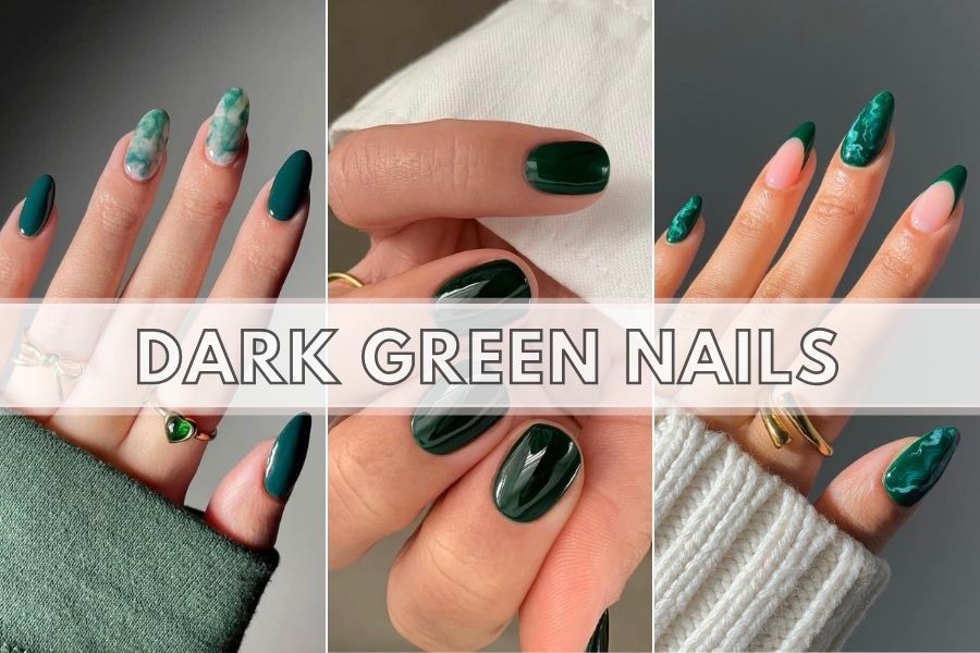 Dark Green Nails Cover 