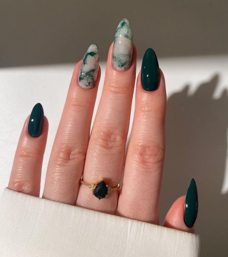 Ivy Green Marble Nails