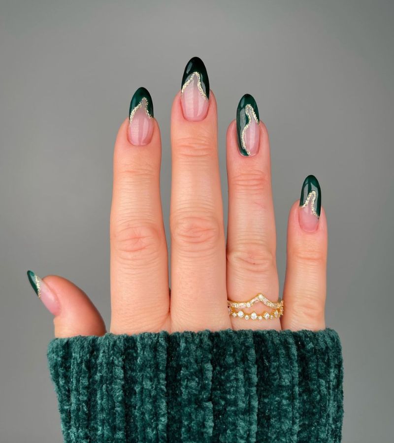 Dark Green Gold Glitz 