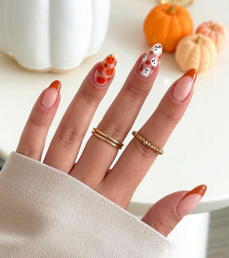 Pumpkins and Ghosts Pumpkin Spice Nails