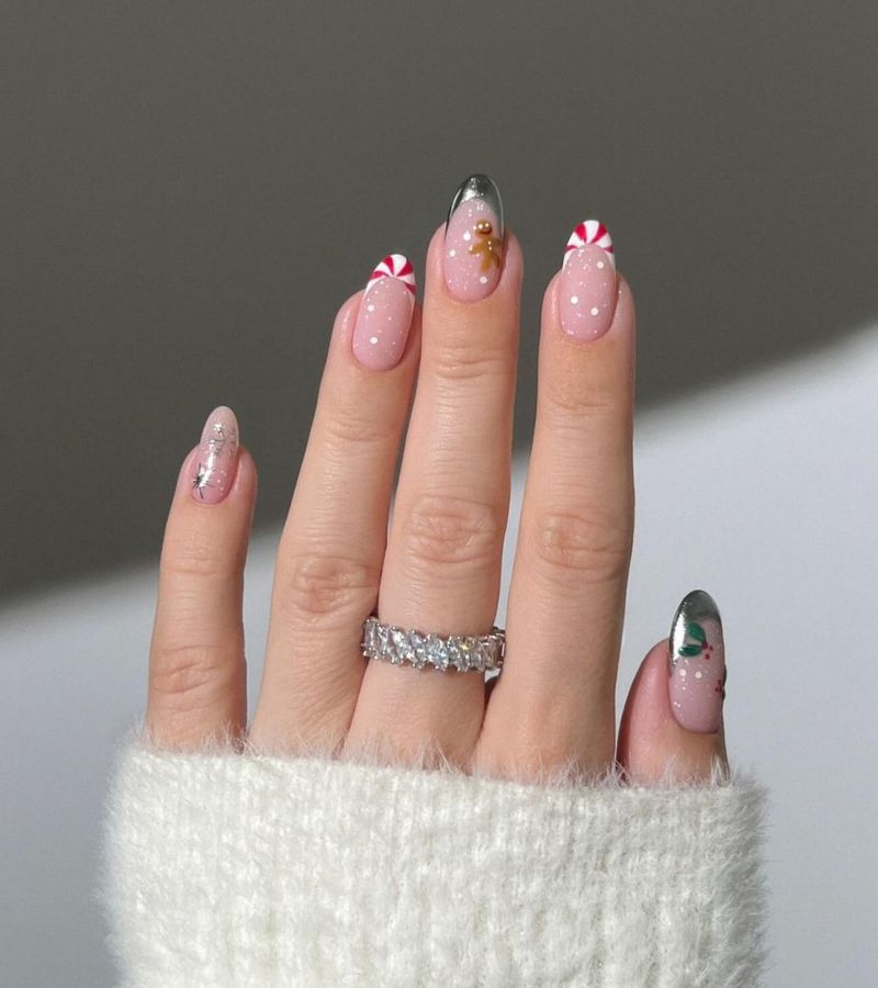 Candy Cane with Silver Tips 