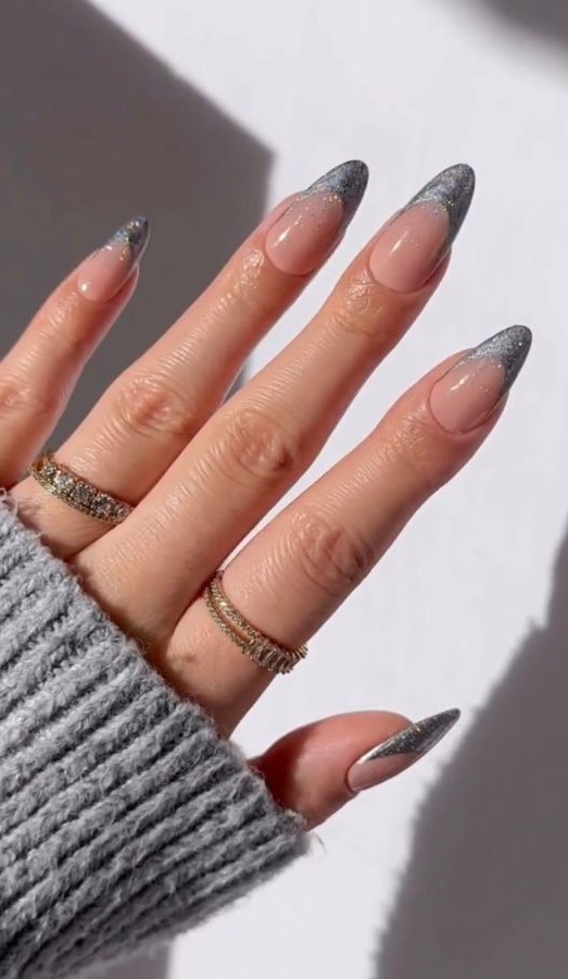 Glittery Silver Tips 