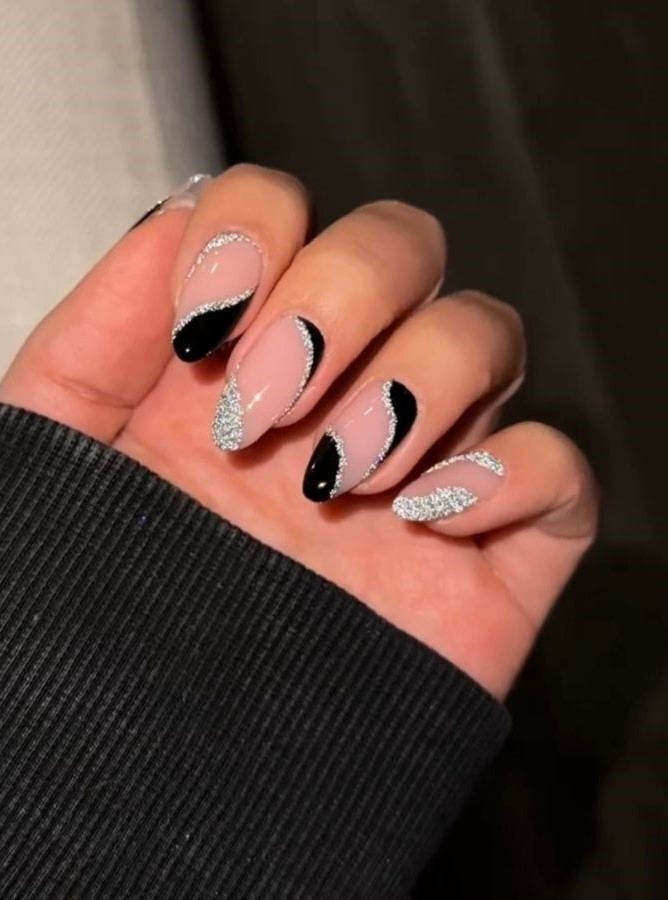 Black Glittery Swirls 