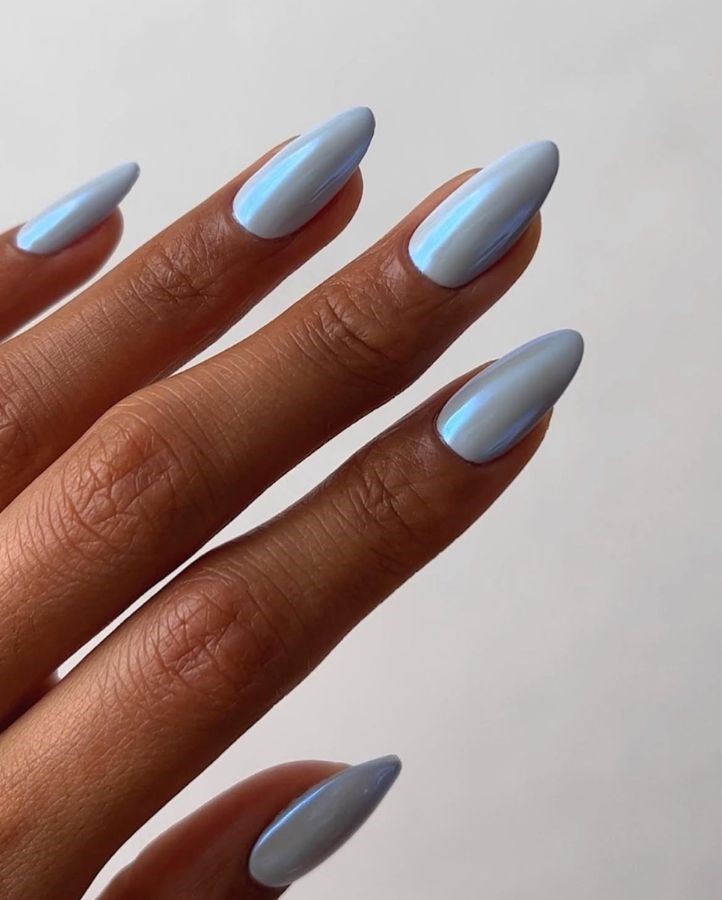 baby blue chrome nails