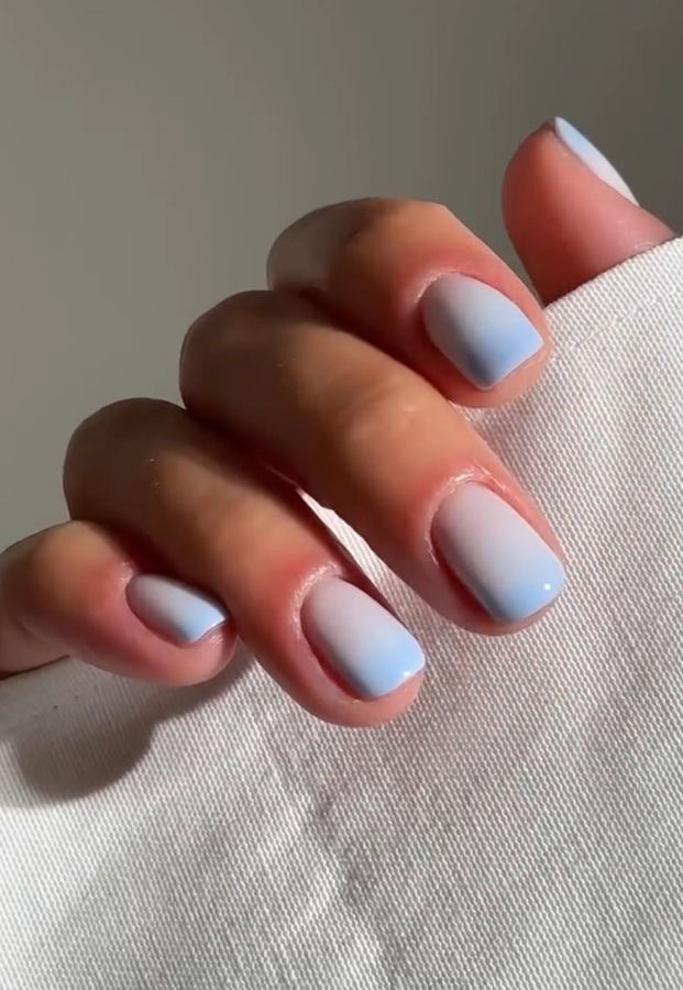 baby blue milky white nails