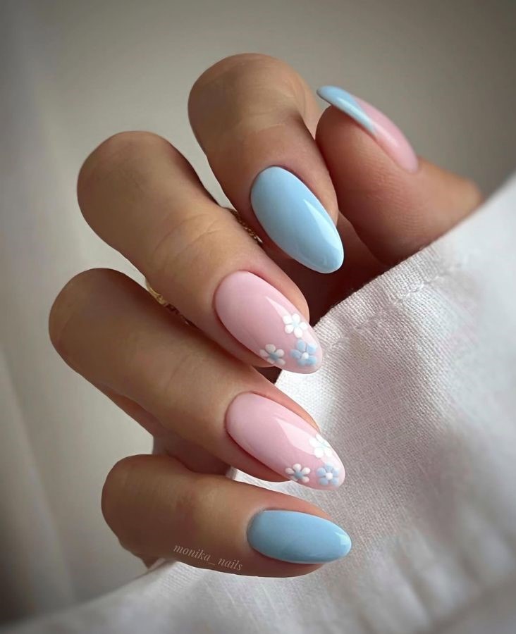 baby blue floral tips
