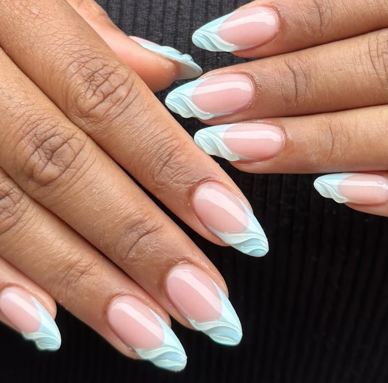 baby blue 3d french tips