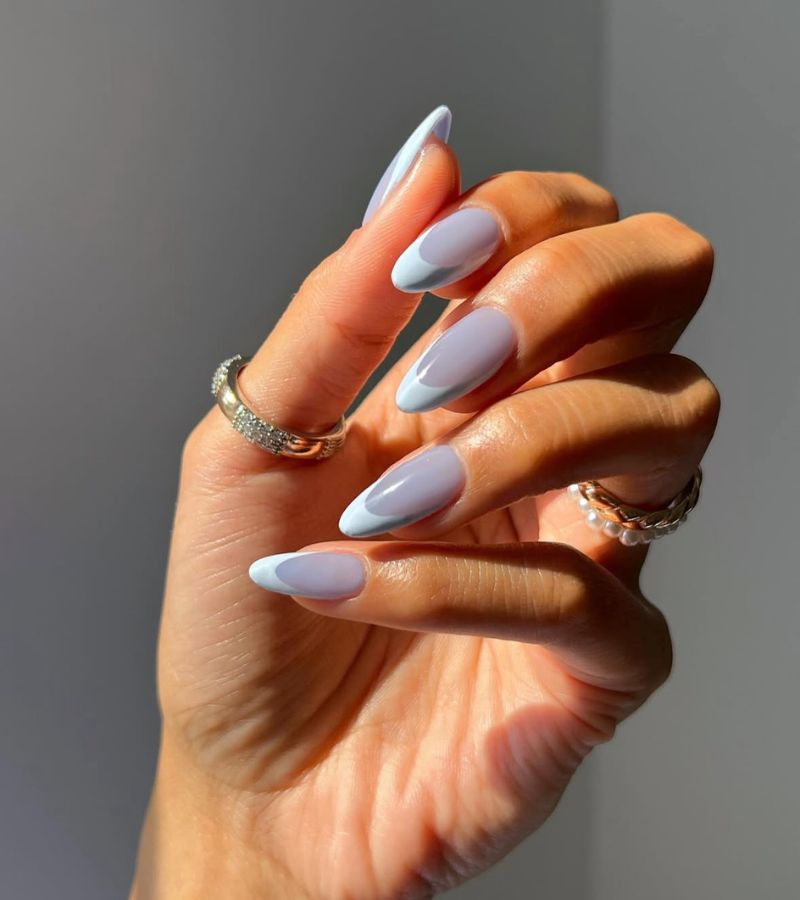 baby blue nails french