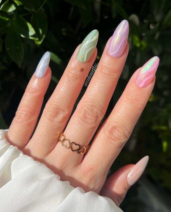 pink and green swirls