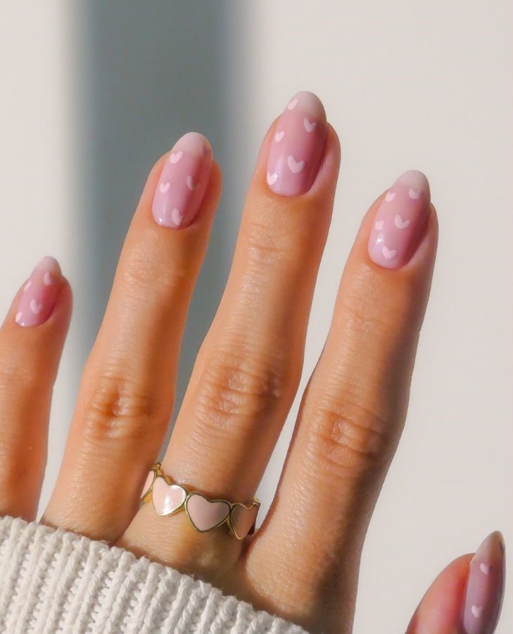 pink mini heart nails