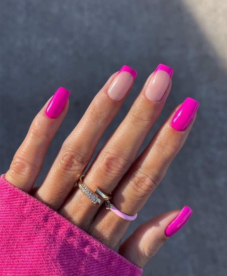 hot pink electric nails