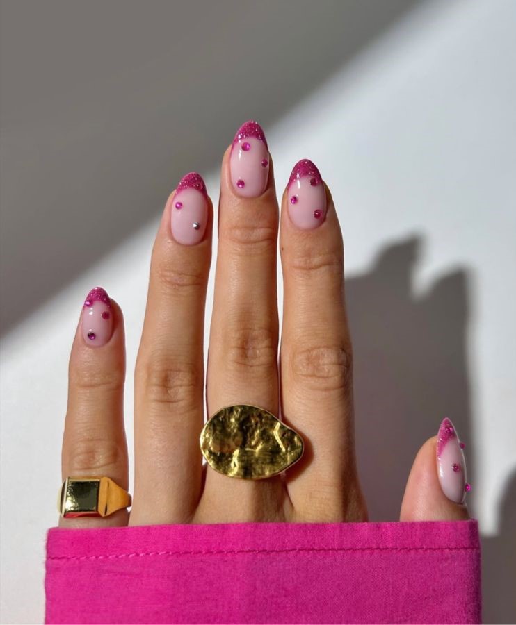 pink rhinestone tips