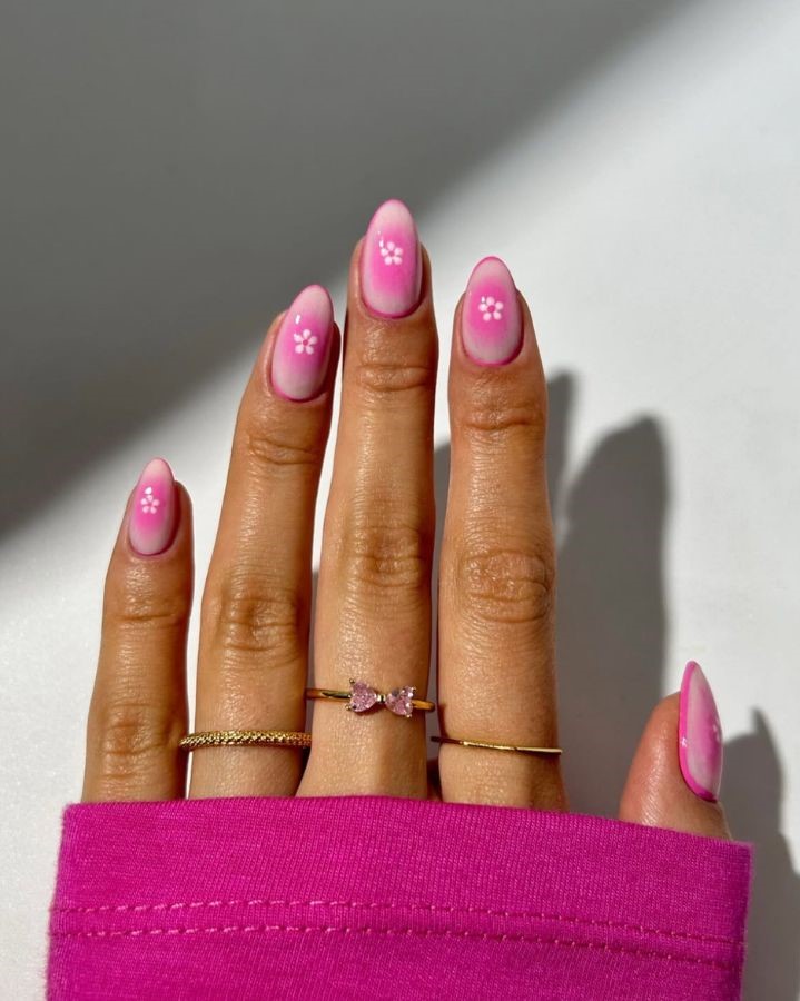 pink petal aura nails