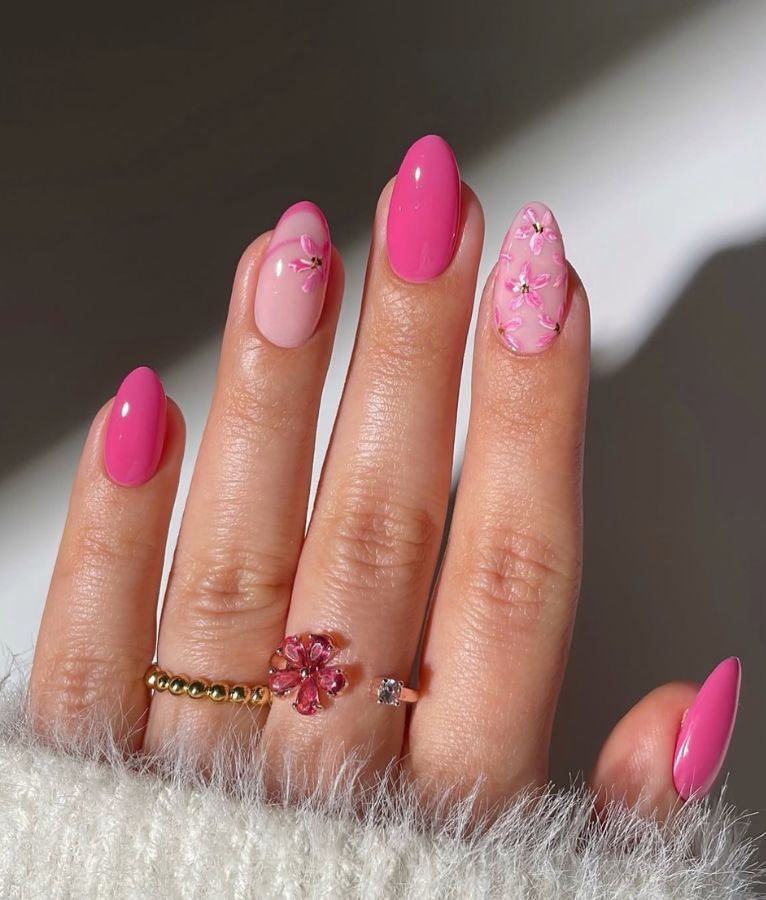 pink bloom nails