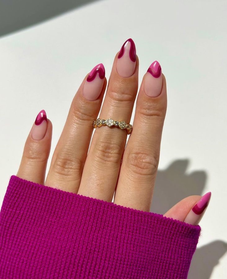 hot pink swirl nails