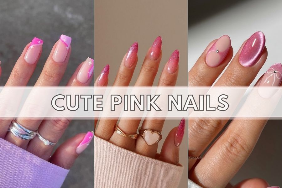 pink nails collage