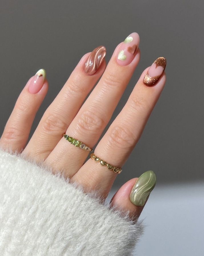 choco matcha latte nails