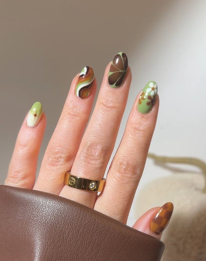 brown matcha nails