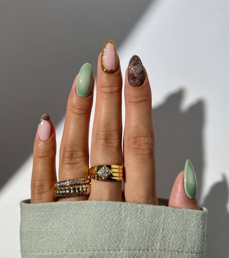 green matcha latte nails