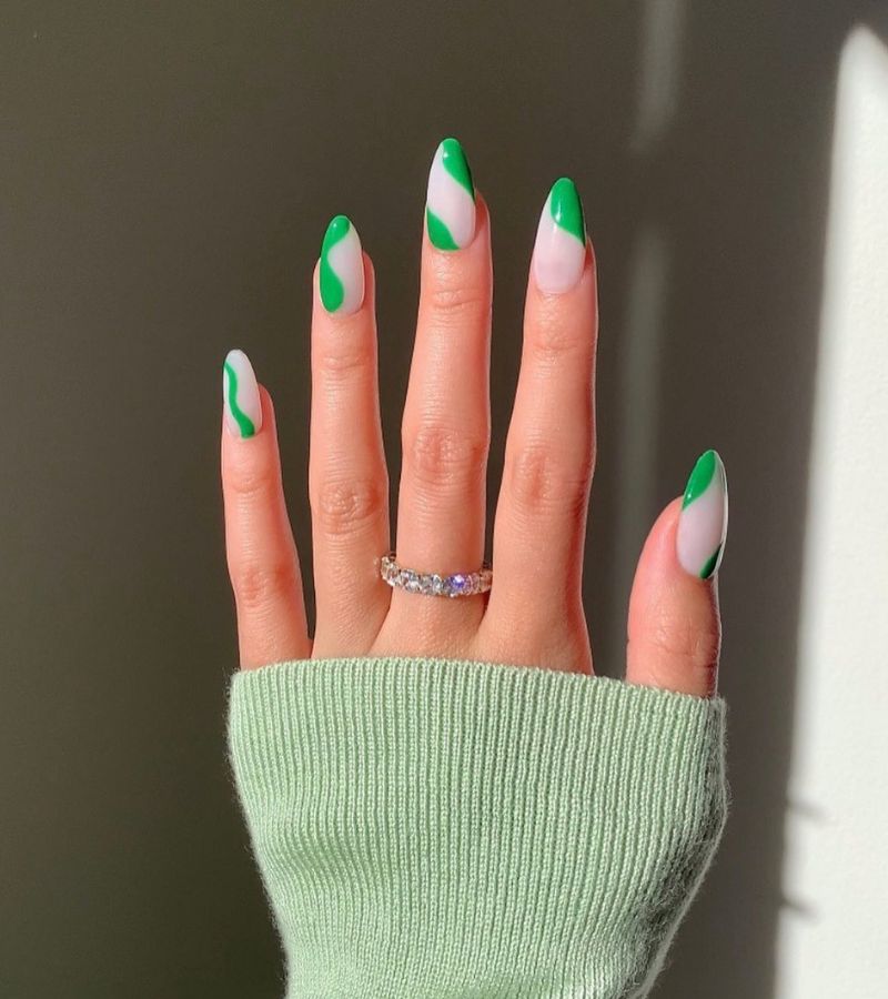 deep green matcha nails