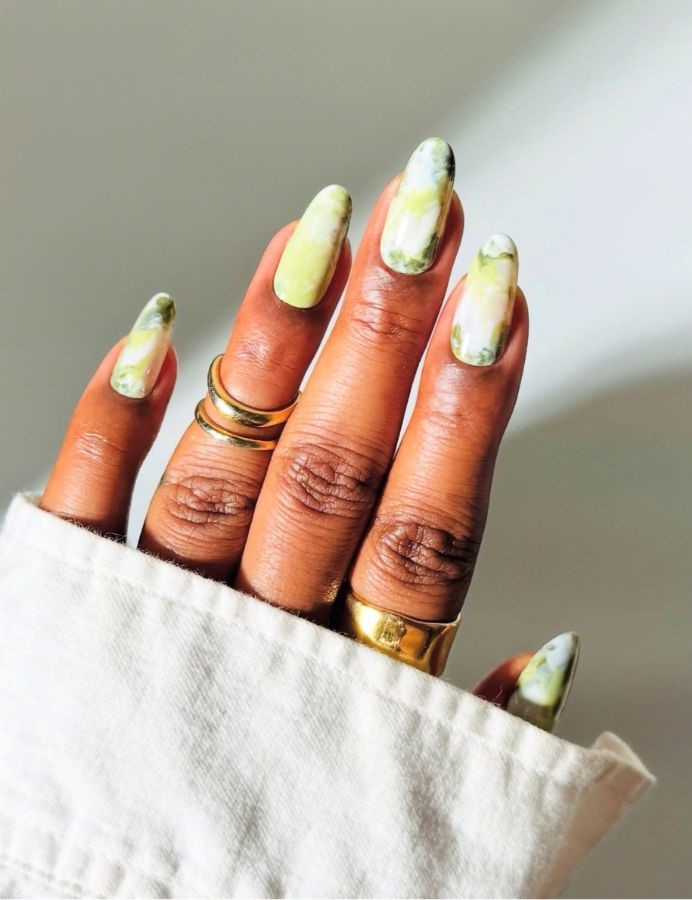 matcha marble nails
